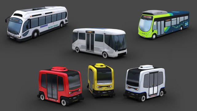 Pacote de &ocirc;nibus el&eacute;trico 3 Modelo 3D .c4d .max .obj .3ds .fbx .stl .blend 