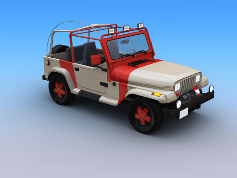 Lowpoly Jeep with interior 2 Modelo 3D
