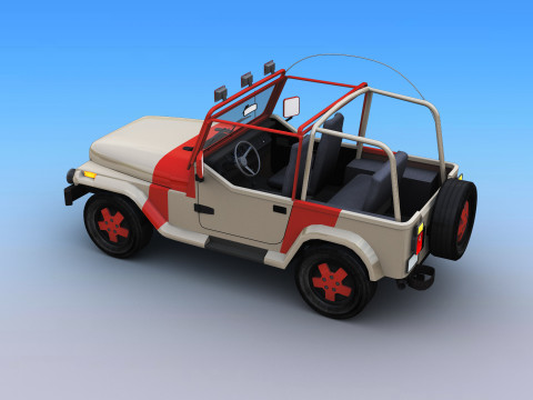 Lowpoly Jeep with interior 2 Model 3D