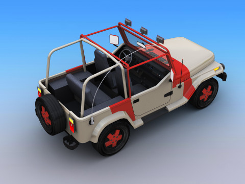 Lowpoly Jeep with interior 2 Model 3D