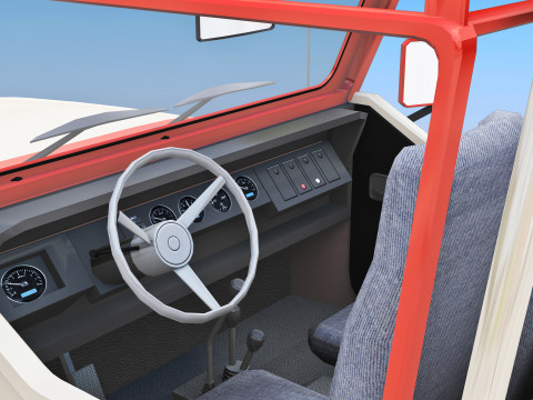 Lowpoly Jeep with interior 2 Model 3D