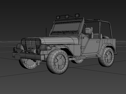 Lowpoly Jeep with interior 2 Model 3D