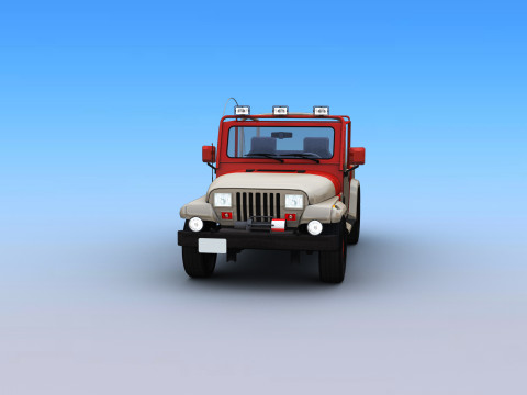 Lowpoly Jeep with interior 2 Model 3D