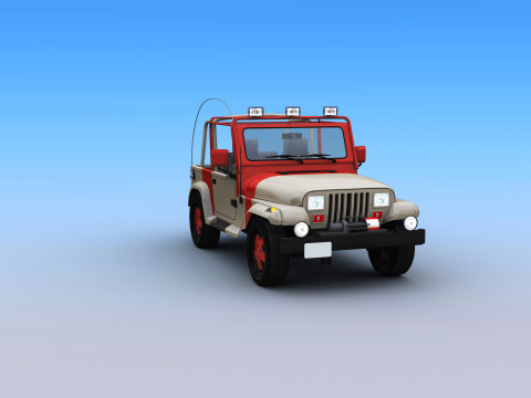 Lowpoly Jeep with interior 2 Model 3D