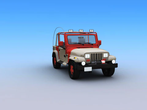 Lowpoly Jeep with interior 2 3D Model