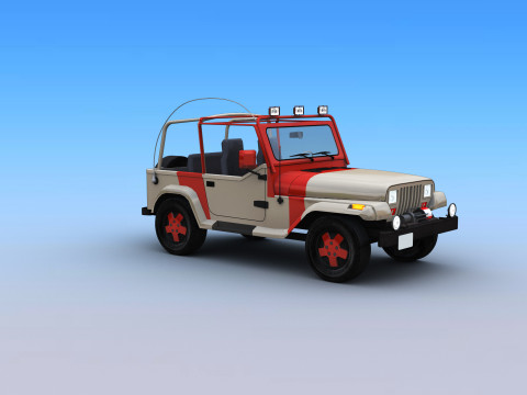 Lowpoly Jeep with interior 2 Model 3D