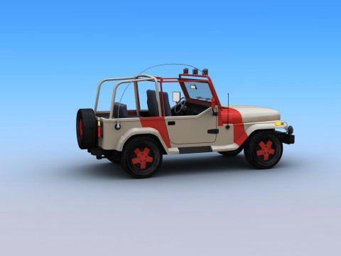 Lowpoly Jeep with interior 2 Model 3D