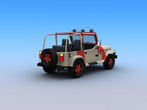 Lowpoly Jeep with interior 2 Model 3D