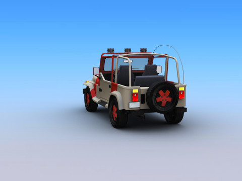 Lowpoly Jeep with interior 2 Model 3D