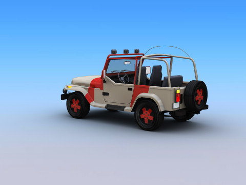 Lowpoly Jeep with interior 2 Model 3D