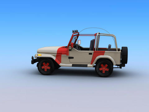 Lowpoly Jeep with interior 2 Model 3D