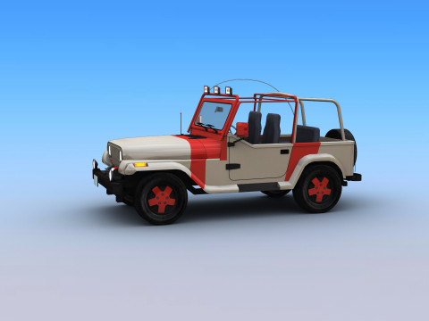 Lowpoly Jeep with interior 2 Model 3D