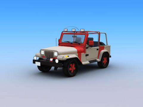 Lowpoly Jeep with interior 2 Model 3D