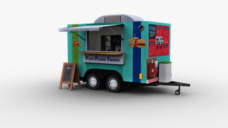 Poli rendah Truk Makanan Model 3D .c4d .max .obj .3ds .fbx .stl .blend 