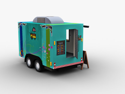Poli rendah Truk Makanan Model 3D