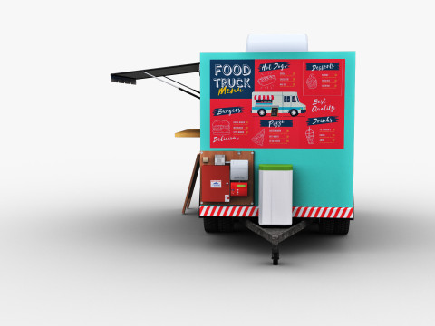 Poli rendah Truk Makanan Model 3D