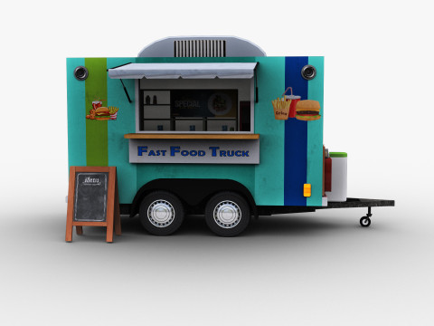 Poli rendah Truk Makanan Model 3D
