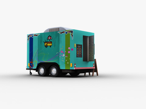 Poli rendah Truk Makanan Model 3D