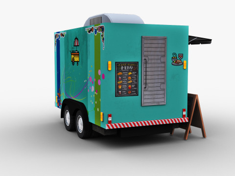 Poli rendah Truk Makanan Model 3D
