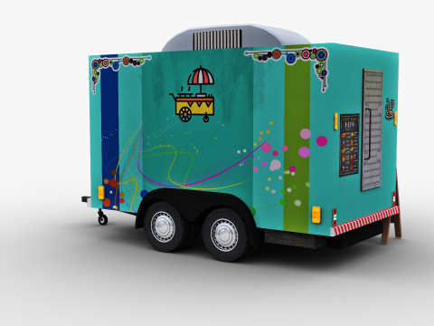 Poli rendah Truk Makanan Model 3D