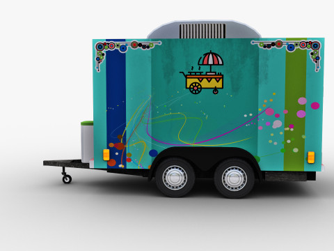 Poli rendah Truk Makanan Model 3D