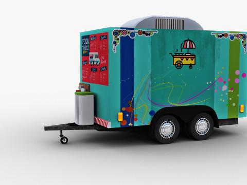 Poli rendah Truk Makanan Model 3D