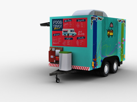 Poli rendah Truk Makanan Model 3D