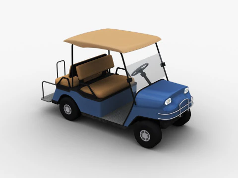 Carrinho de golfe Lowpoly Modelo 3D