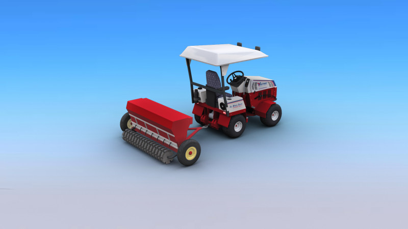 Tractors with Seed Drill 3D Model .c4d .max .obj .3ds .fbx .stl .blend 