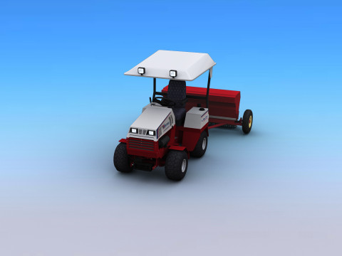 Tractors with Seed Drill 3D Model