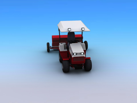 Tractors with Seed Drill 3D Model