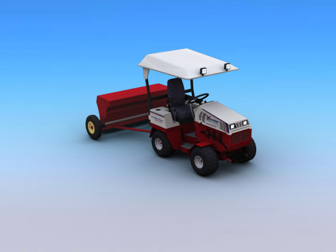 Tractors with Seed Drill 3D Model