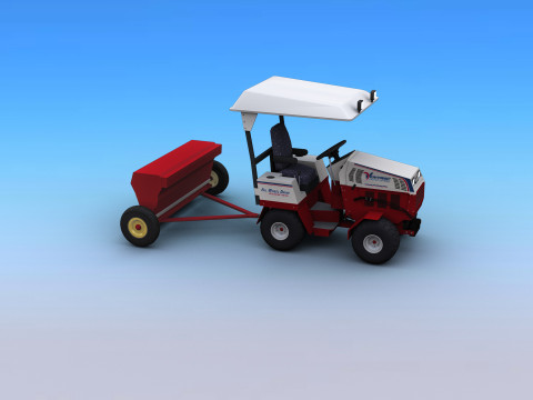 Tractors with Seed Drill 3D Model