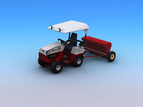 Tractors with Seed Drill 3D Model