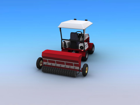 Tractors with Seed Drill 3D Model