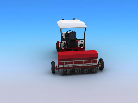 Tractors with Seed Drill 3D Model
