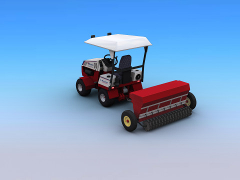 Tractors with Seed Drill 3D Model