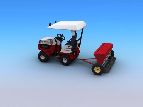 Tractors with Seed Drill 3D Model