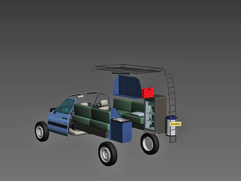 Camper with interior citroen c15 3D Model