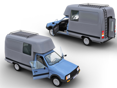 Camper with interior citroen c15 3D Model