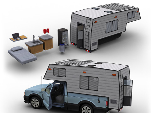 Camper Truck With Interior 3D Model