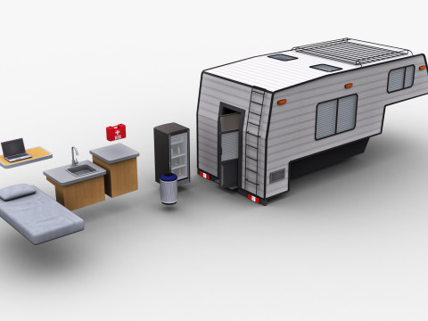 Camper Truck With Interior Modello 3D