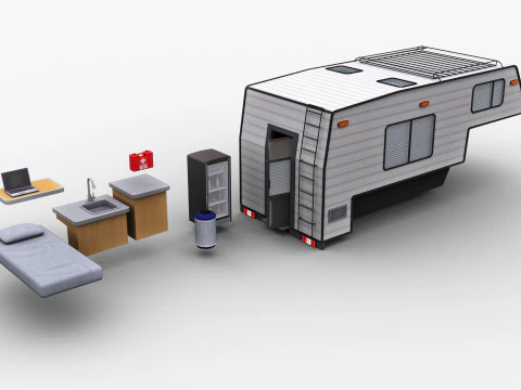 Camper Truck With Interior 3D Model