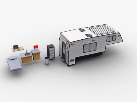 Camper Truck With Interior 3D Model