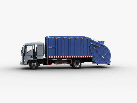 Garbage Truck with interior 3D Model