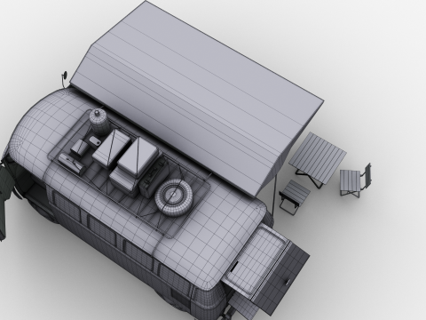 Camper Van Type 2 luggage Model 3D