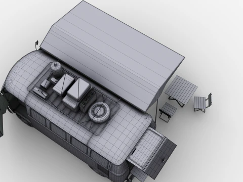 Camper Van Type 2 luggage 3D Model