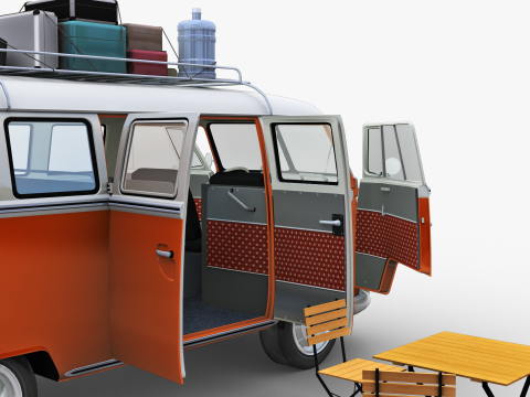 Camper Van Type 2 luggage Model 3D