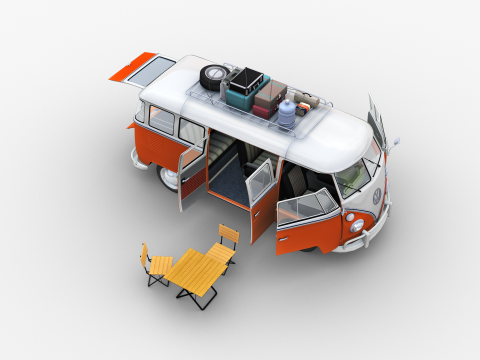 Camper Van Type 2 luggage Model 3D