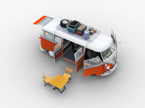 Camper Van Type 2 luggage 3D Model